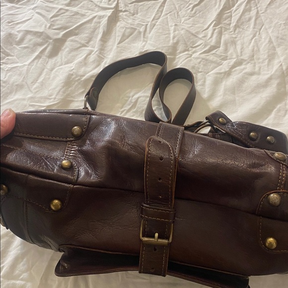 Vintage Rare Grand Sahara Brown Leather Boho  Moroccan Tote Bag - Picture 7 of 12